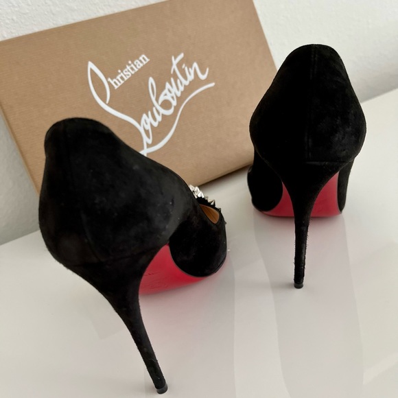 Drama Pump 100 Veau Velours Christian Louboutin Heels In Black/Silver, Size 38 - Picture 2 of 15